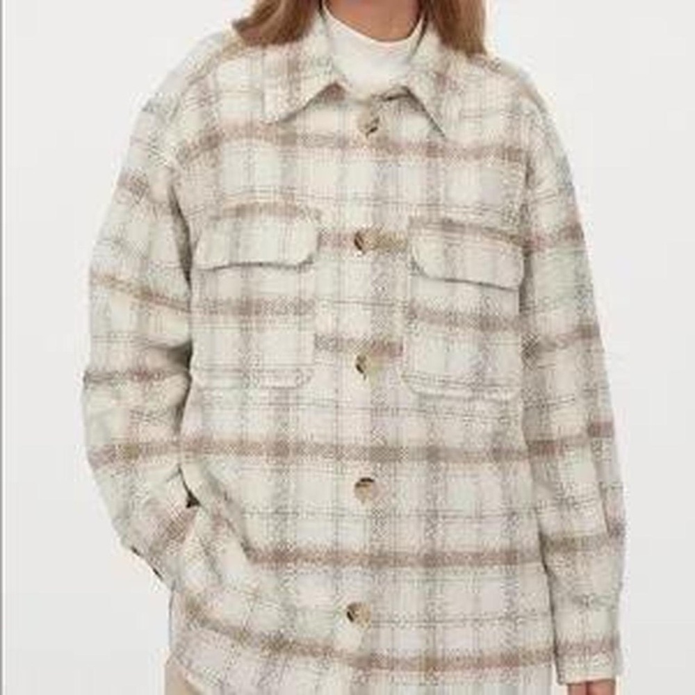 H&M cream and plaid shacket